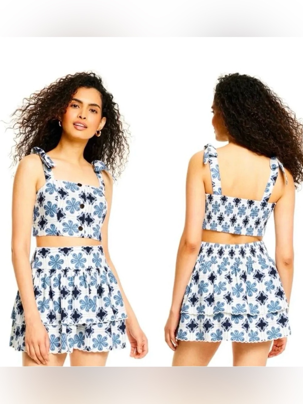 SET Aguabendita for Target. Tie-Shoulder Med Crop Top & Lrg Mini Skirt.